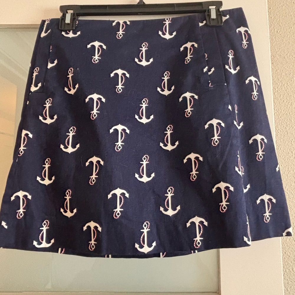 JCrew Navy Anchor Print A-Line Skirt - Nautical Summer Style Sz 4